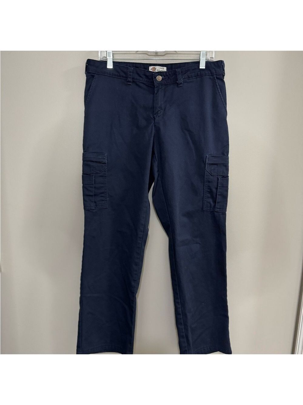 Women's Dickies Blue Cargo Pants Straight-Leg Cotton.